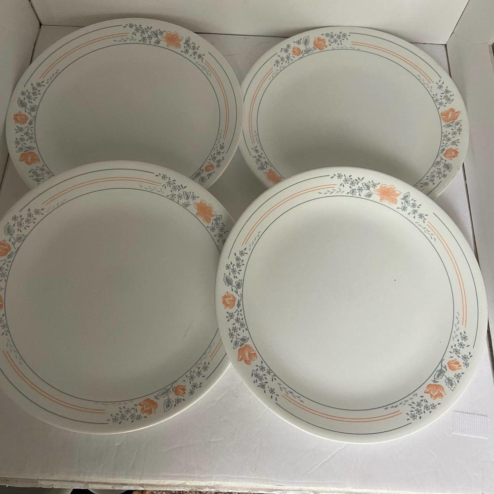 4 Corelle Apricot Grove Dinner Plates 10 1/4"  GUC